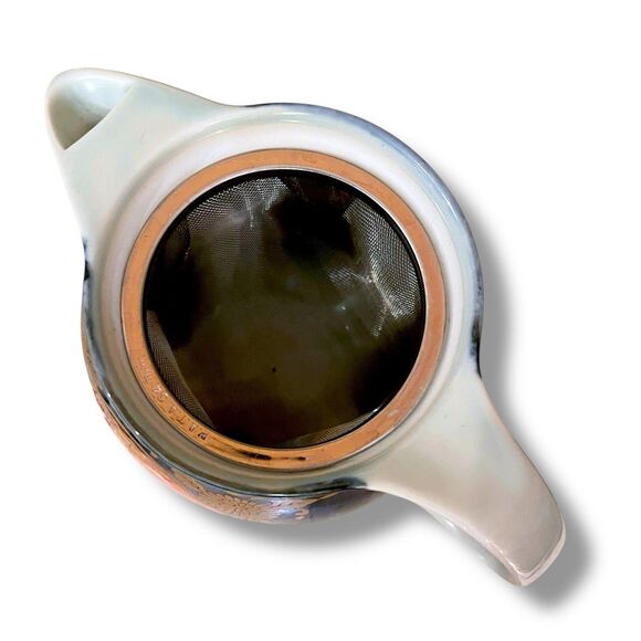 Vintage Arita Ware Red, Blue & Gold Floral Design Teapot  w/Lid and Tea Strainer - Picture 7 of 16